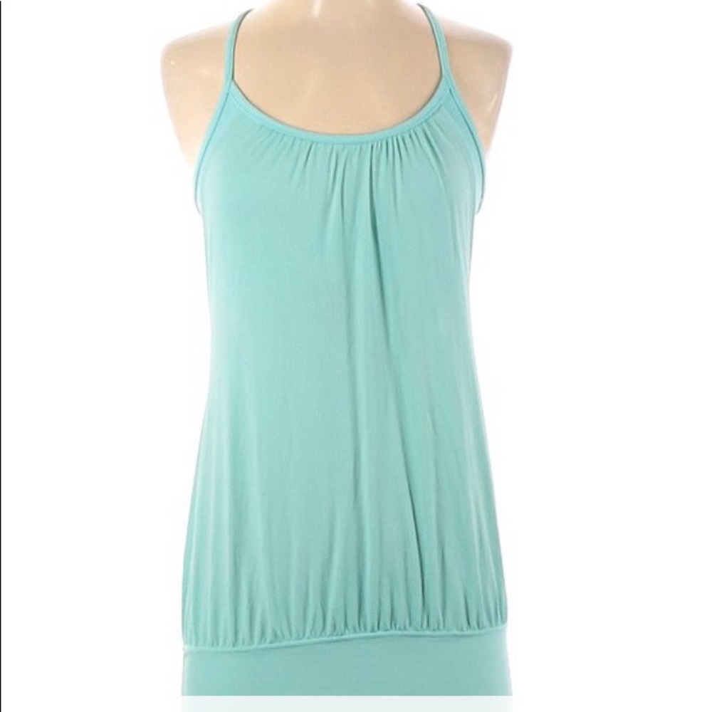 Lululemon SZ 8 Tank Top 2 In 1 Activewear Shirt Sport Bra Blue Green Women's
